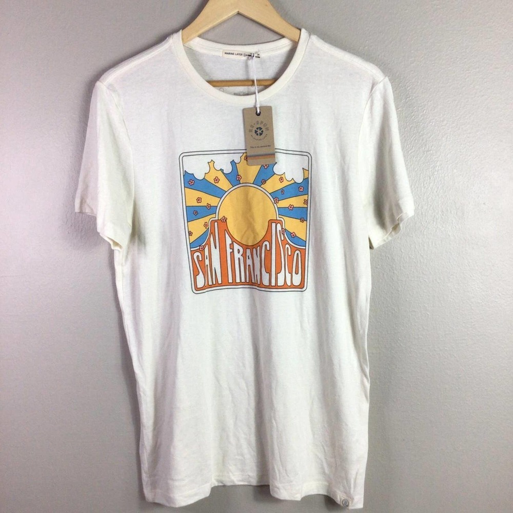 Re-Spun Marine Layer San Francisco NWT T Shirt White Medium